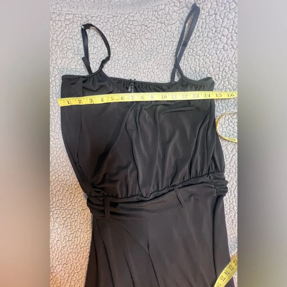 Lapis One Piece Pants Romper Womens Size Medium Black T Strap Sleeve Wide Leg - Picture 6 of 10